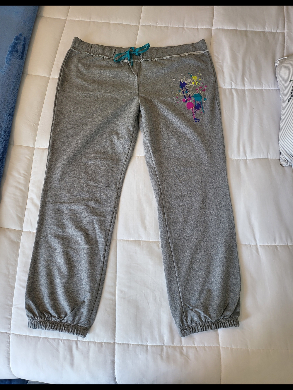 Hard Candy Gray Sweatpants with Multicolor Graphic, Junior's XXL, NWOT